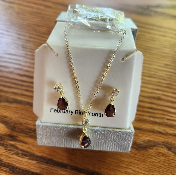 Silver purse, white saphire bracelet, silver bangle, amethyst necklace set - Picture 9 of 16